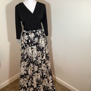Kate & Lily floral faux wrap top maxi dress, size 8